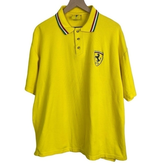 Ferrari Other - Vintage 1995 Ferrari Men’s Yellow Short Sleeve Polo Shirt